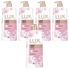 LUX 麗仕 沐浴乳 水嫩柔膚 絲蛋白精華 玫瑰香氛 雙倍滋潤精華 1L, 5瓶