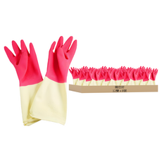 賜您好 家庭用乳膠手套 天然乳膠材質 台灣製, 8號, 紅色 + 米色, 12雙