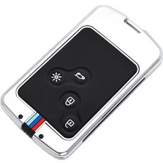 CRONICLE 雷諾三星舊款4鍵金屬鑰匙殼 sm3 / all-new sm3 / all-new sm7 / Qm3 / Qm5 + 鑰匙圈套組, 永恆銀, 雷諾4鍵類型