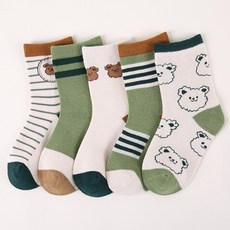 Ggomje 兒童RC柔軟熊襪5雙組 02