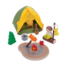 PLAN TOYS 6624露營組合原木玩具, 混色