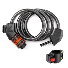 FIXEND 5位數密碼自行車鎖, 1個, 黑色 + 橘色