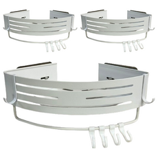 包覆加高三角籃 帶鉤帶桿,30.3 x 22 x 6.8cm,白色,3個