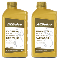 에이씨델코 PAO 합성 엔진오일, 2개, 5w30, 1L