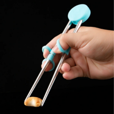 DailyPick 孩童用304全不銹鋼矯正筷, 藍色, 1個