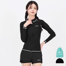 aquatica 女款拉鍊防磨衣 AQAWJP23004 + 層次感游泳海灘褲下身 AQAWPT23001 + 彈性泳帽 + 防水袋套組