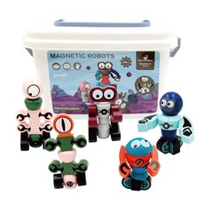 磁鐵機器人5種 + 收納盒套組, 混合顏色, 1個