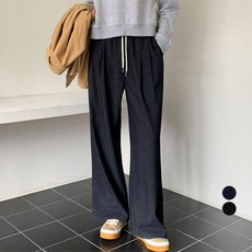 afinar 女款原色丹寧布打褶鬆緊長褲