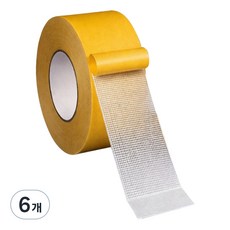 위드스타 자국없는 초강력 만능 접착 양면테이프 30mm x 5m, 투명(접착부), 옐로우(겉면), 6개