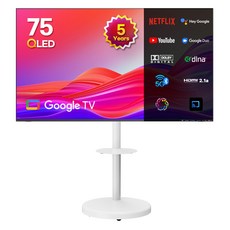 이노스 5년 무상AS 4K UHD QLED 구글 ZERO EDITION TV + 대형 삼탠바이미 티비 스탠드 삼텐바이미 TV 거치대 FS-30 화이트 세트, 189cm(75인치), G75QLED, 방문설치
