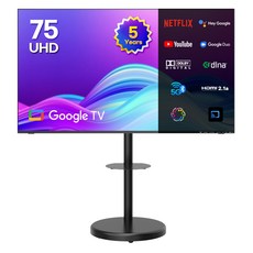 이노스 4K UHD 구글 ZERO EDITION TV 5년 무상AS + 대형 삼탠바이미 티비 스탠드 FS-30 블랙 세트, 189cm(75인치), G75 ZERO EDITION, 이동형 스탠드, 방문설치