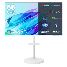 이노스 4K UHD 구글 3.0 화이트에디션 스마트 TV + 대형 삼탠바이미 티비 스탠드 삼텐바이미 TV 거치대 FS-30 화이트 세트, 벽걸이형, 방문설치