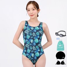 아쿠아티카 여성용 실내수영복 + 언더브라 + 비닐백 + 실리콘 수모 + 실리콘 귀마개 + 일반용 수경 세트 AQA1648