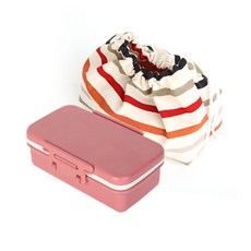 doble 堅固便當 單層 + 收納袋 顏色隨機, 煙燻粉紅, 1套