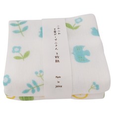 HARADA ORIMONO 原田織物 純棉8層紗布抹布 Set 2條 28*28cm 100%純棉 日本製 吸水速乾, 藍花, 1組