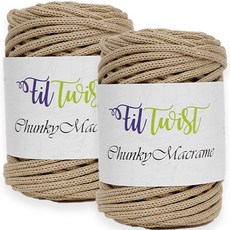 SEVY Phil Twist 厚實Macrame四季小物編織線 250g x 2入, 8 米色, 2個