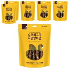 자연애채널펫 강아지 자연말이껌 건조간식, 오리고기맛, 200g, 6개