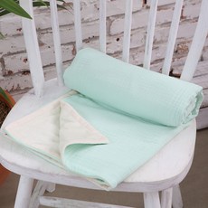 hwamo baby 柔軟三層棉紗絲絨毯, 薄荷綠