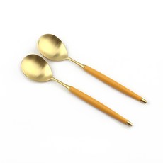 Bogen 韓國製 르비앙 金色餐具沙拉匙, 芥末黃, 2個