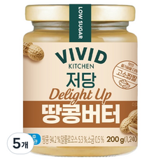 비비드키친 저당 Delight Up 땅콩버터, 200g, 5개