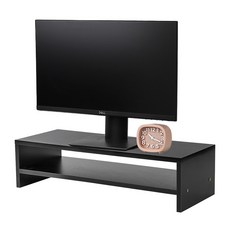 씨앤초이스 싱글 원목 모니터 받침대 2단, 블랙