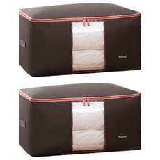 拉鍊式棉被壓縮收納箱, 棕色, 2個
