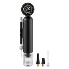 NatureSParmer 氣球 足球 籃球 壓力計 氣壓測量 便攜式手動打氣筒, 黑色, 1個
