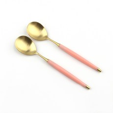 Bogen 르비앙 金色餐具沙拉匙, 柔粉色, 2個