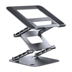 ANTIAN 可折疊碳素鋼3層增高桌面筆電支架/平板/手機升降散熱架, 深空灰, 1個