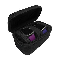 Hi-Leisure 旅行用雙格情侶手錶收納盒, 黑色, 1個