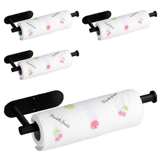 iRoom 優倍適 免釘304不鏽鋼橫豎兩用紙巾架 加長款, 黑色, 4個