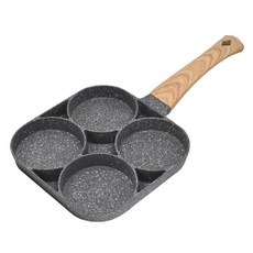 麥飯石多孔不沾鍋 木柄 不挑爐灶 加厚鍋身 可視控溫, 18.5cm, 1個