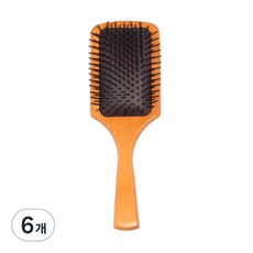 엉클킴 헤어 두피케어 우든 패들 브러쉬, 브라운, 6개