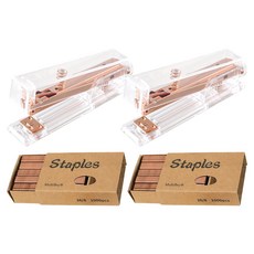 TUCO.B 透明方形釘書機 + 1000入釘書針組, 玫瑰金, 2套