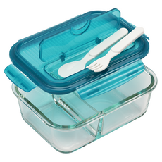 LocknLock 樂扣樂扣 oven glass 分隔玻璃保鮮盒 LLG447CLG-CHS GRN 8 1.1kg, 1個, 容器 + 蓋子