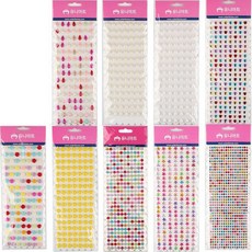 Uniart 珠珠貼紙 9款套組 2號 S031, 白色, 1套