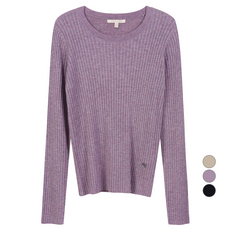 PLASTIC ISLAND 女款羊毛混紡修身羅紋圓領套頭針織衫 PQ4KL061