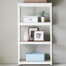 조인메이드 무볼트 철제 조립식 앵글 수납 선반, 화이트, 4단