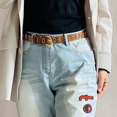 All-rounder 女款自由打孔嘻哈潮流扣環休閒皮帶