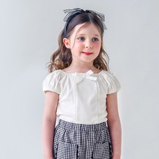 Walton Kids 兒童泡泡袖蝴蝶結孔眼上衣