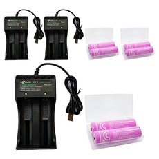 스카이울프아이 3000mAh 충전용 배터리 2p 18650 + 2구 충전기, 3개