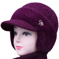 KIPOPO 寒冬保暖滑雪板滑雪防寒帽, 深紫色, 1個