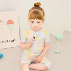 milkmilelolo 兒童涼感夏季水感荷葉邊五分居家服上下套裝