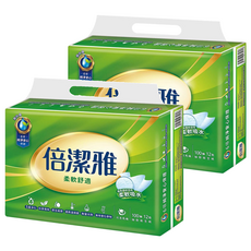 倍潔雅 抽取式衛生紙, 柔軟舒適更吸水, 蝶紋技術, 無油墨透明袋, 環保減碳, 升級純淨安心保證, 12包, 2袋