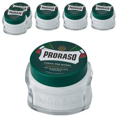 PRORASO 鬍前軟化膏 綠標 沁涼薄荷, 95%以上天然成分，100ml, 6罐