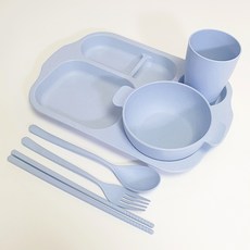 살림의품격 다이어트 파스텔 밀짚 성인식판 6종 세트, 블루, 1개