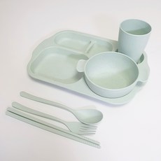 살림의품격 다이어트 파스텔 밀짚 성인식판 6종 세트, 민트, 1개