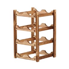 Camaneu 木製酒瓶收納展示架 4層2瓶, 木色, 1個