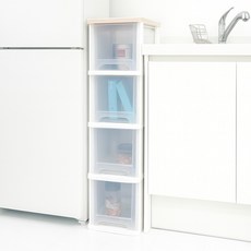 보노하우스 어반 우드상판 슬림 서랍장, 투명, 4단