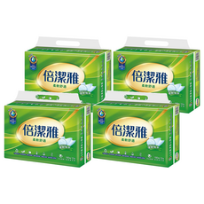 倍潔雅 抽取式衛生紙, 柔軟舒適更吸水, 蝶紋技術, 無油墨透明袋, 環保減碳, 升級純淨安心保證, 12包, 4袋